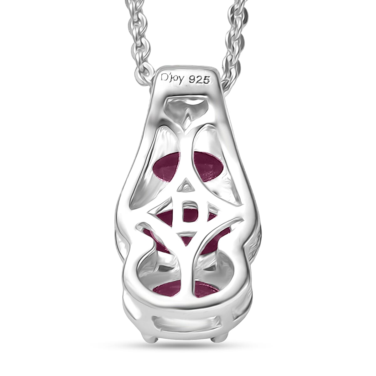 D'Joy Niassa Ruby (FF) 1.30 ctw Pendant Necklace in Rhodium Over Sterling Silver 20 Inches 