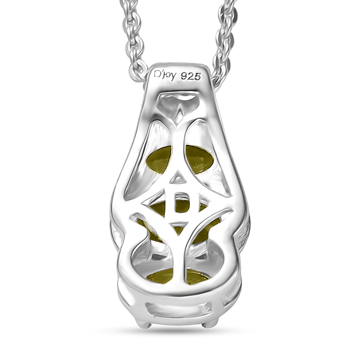 D'Joy Hebei Peridot 1.00 ctw Pendant Necklace in Rhodium Over Sterling Silver 20 Inches image number 4