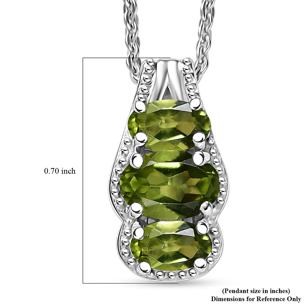 D'Joy Hebei Peridot 1.00 ctw Pendant Necklace in Rhodium Over Sterling Silver 20 Inches image number 6