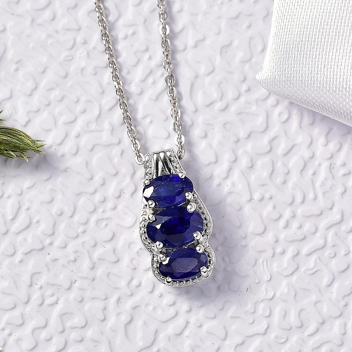 D'Joy Masoala Sapphire (D) 1.50 ctw Pendant Necklace in Rhodium Over Sterling Silver 20 Inches image number 1