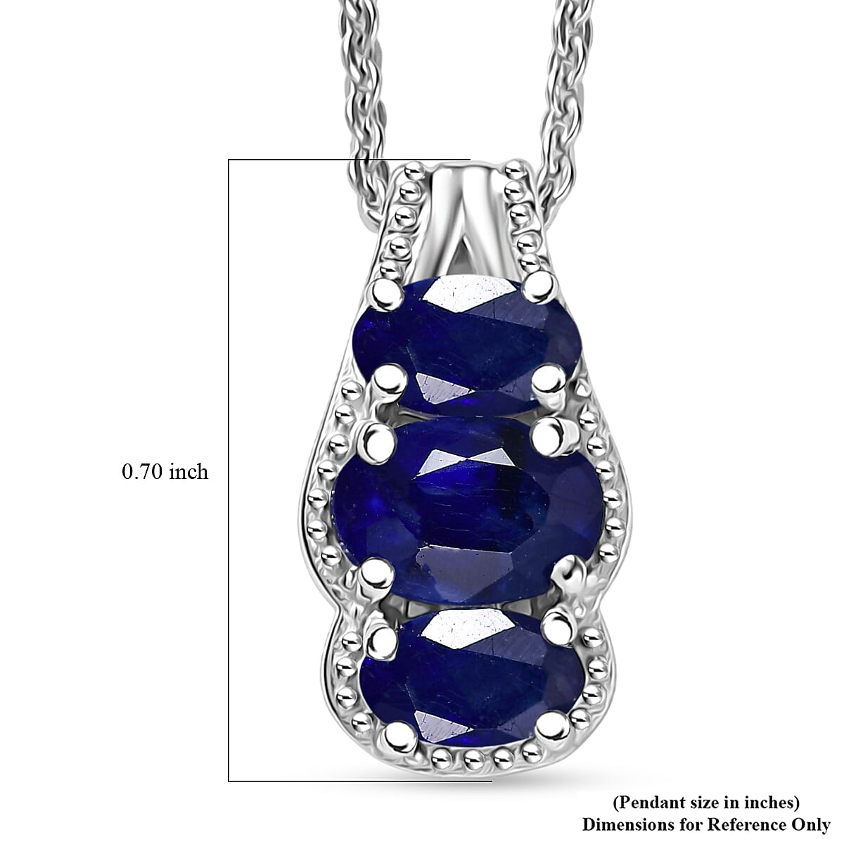 D'Joy Masoala Sapphire (D) 1.50 ctw Pendant Necklace in Rhodium Over Sterling Silver 20 Inches image number 6