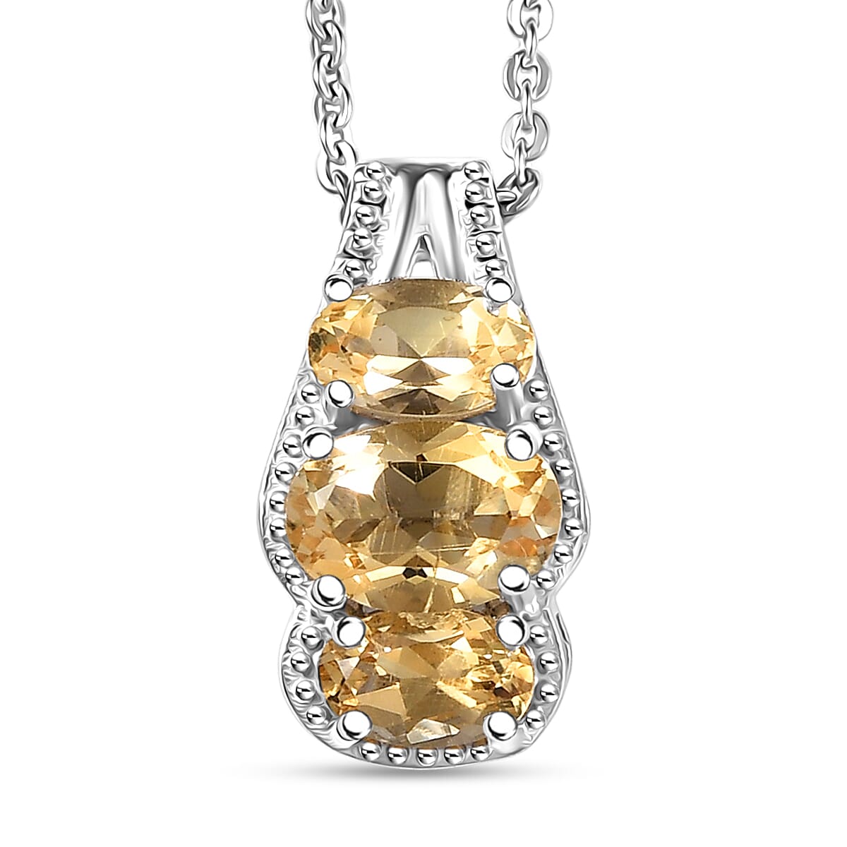 D'Joy Brazilian Citrine 0.90 ctw Pendant Necklace in Rhodium Over Sterling Silver 20 Inches image number 0