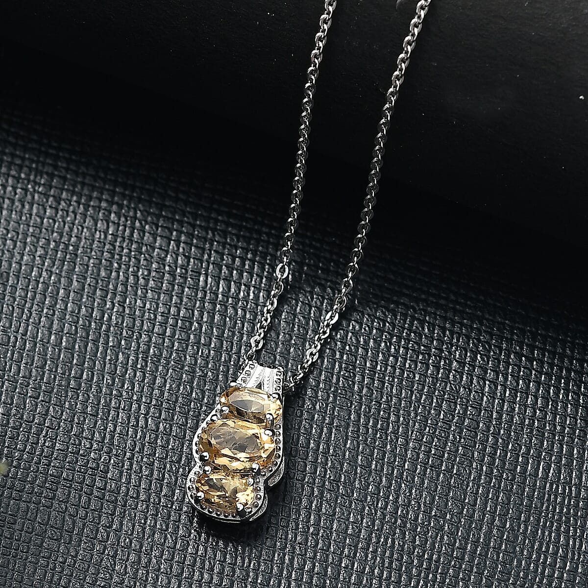 D'Joy Brazilian Citrine 0.90 ctw Pendant Necklace in Rhodium Over Sterling Silver 20 Inches image number 1