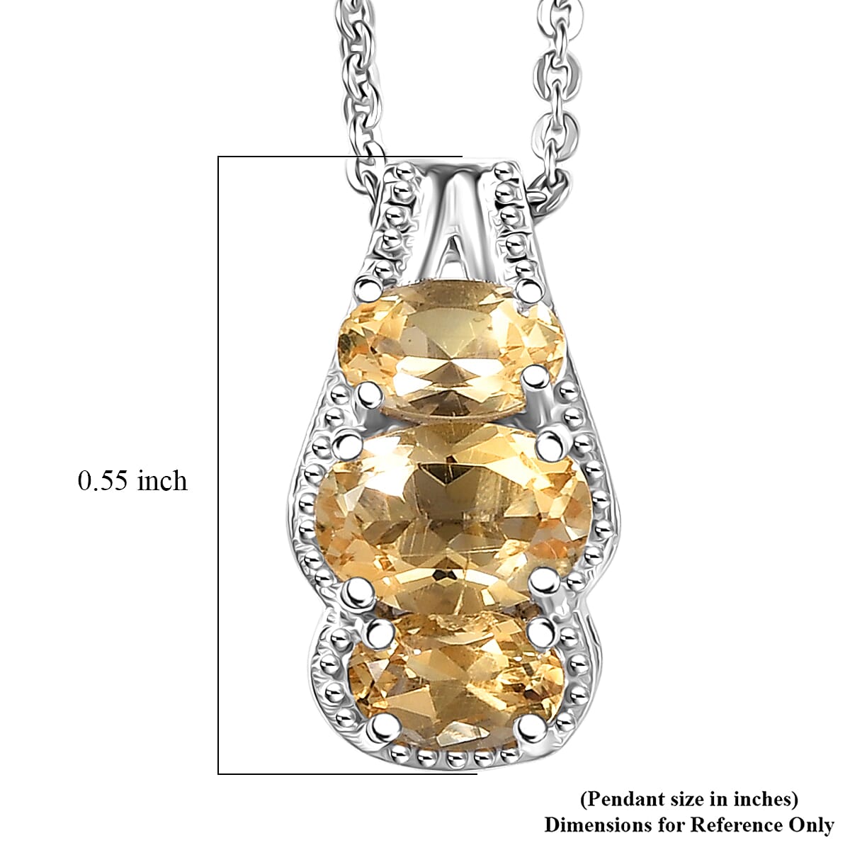 D'Joy Brazilian Citrine 0.90 ctw Pendant Necklace in Rhodium Over Sterling Silver 20 Inches image number 6
