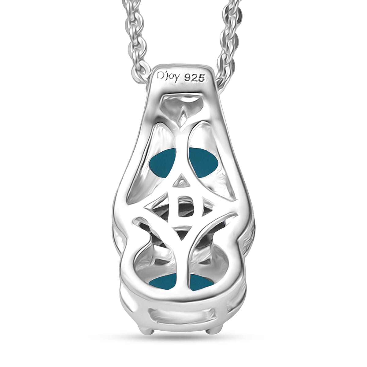 D'Joy White Topaz and Sleeping Beauty Turquoise 0.85 ctw Pendant Necklace in Rhodium Over Sterling Silver 20 Inches image number 4