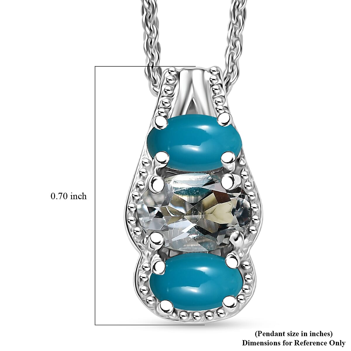 D'Joy White Topaz and Sleeping Beauty Turquoise 0.85 ctw Pendant Necklace in Rhodium Over Sterling Silver 20 Inches image number 6