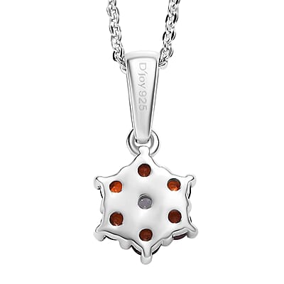 D'Joy Mozambique Garnet and White Zircon 0.40 ctw Pendant Necklace in Rhodium Over Sterling Silver 20 Inches