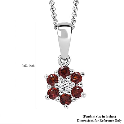 D'Joy Mozambique Garnet and White Zircon 0.40 ctw Pendant Necklace in Rhodium Over Sterling Silver 20 Inches