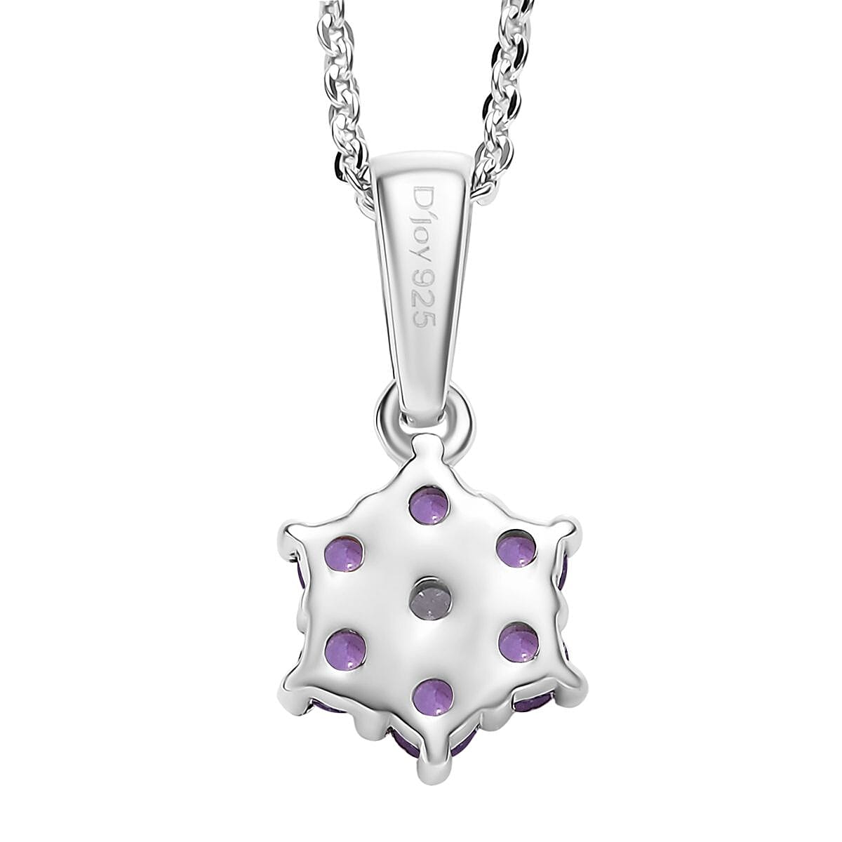 D'Joy African Amethyst and White Zircon 0.35 ctw Pendant Necklace in Rhodium Over Sterling Silver 20 Inches image number 4
