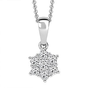 D'Joy White Topaz and White Zircon 0.45 ctw Pendant Necklace in Rhodium Over Sterling Silver 20 Inches
