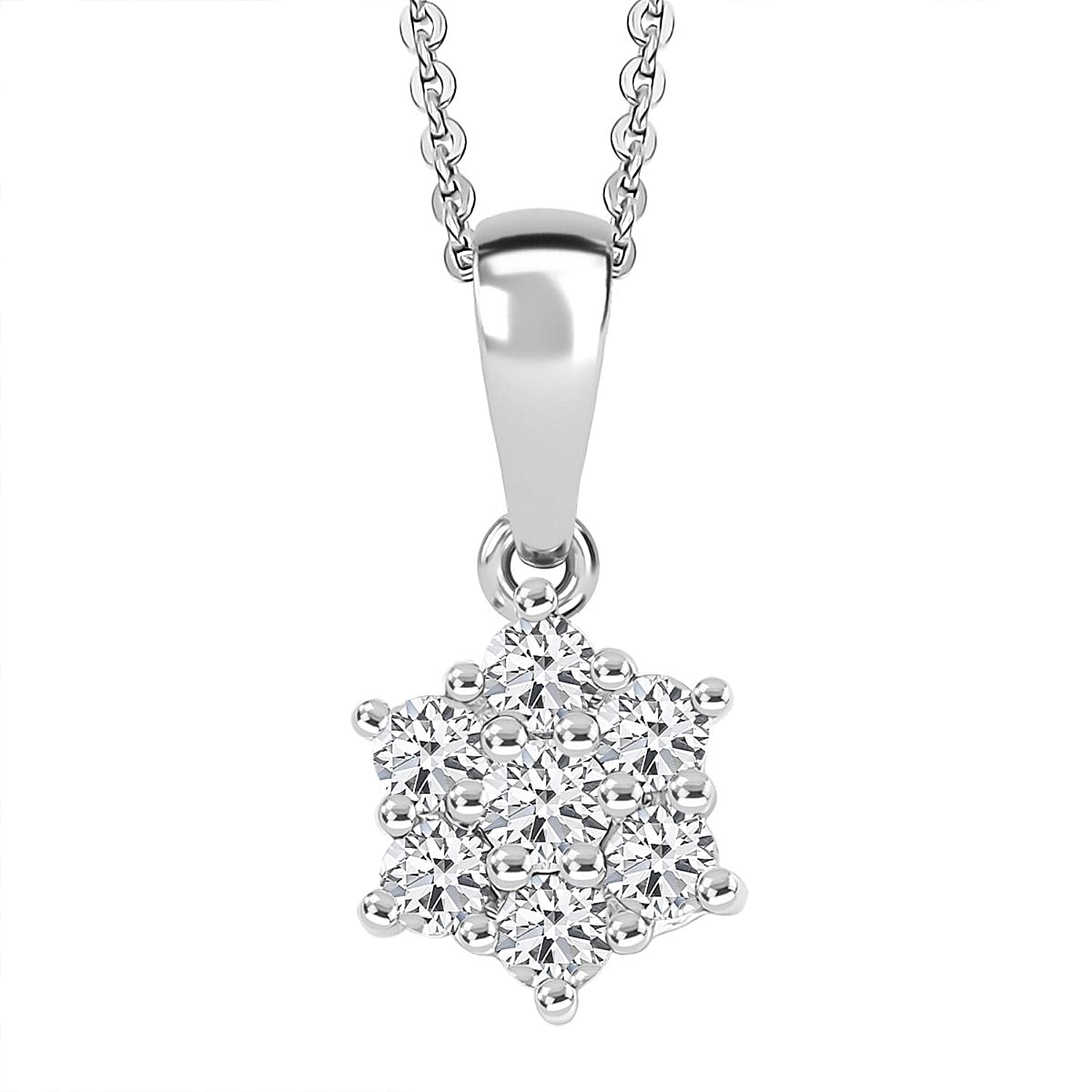 D'Joy White Topaz and White Zircon 0.45 ctw Pendant Necklace in Rhodium Over Sterling Silver 20 Inches