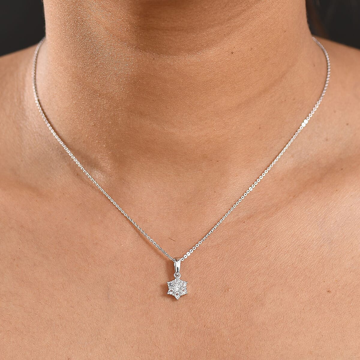 D'Joy White Topaz and White Zircon 0.45 ctw Pendant Necklace in Rhodium Over Sterling Silver 20 Inches image number 2