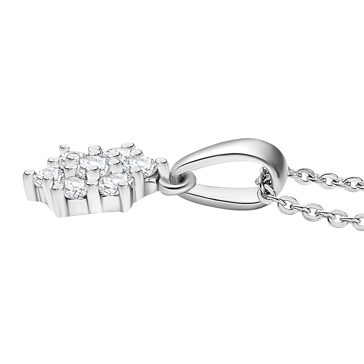 D'Joy White Topaz and White Zircon 0.45 ctw Pendant Necklace in Rhodium Over Sterling Silver 20 Inches image number 3