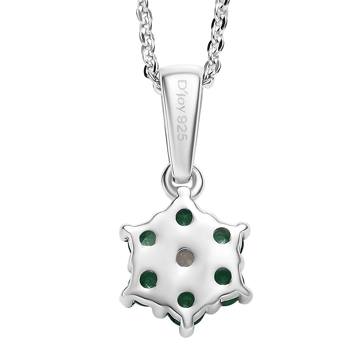 D'Joy Socoto Emerald and White Zircon 0.40 ctw Pendant Necklace in Rhodium Over Sterling Silver 20 Inches image number 4