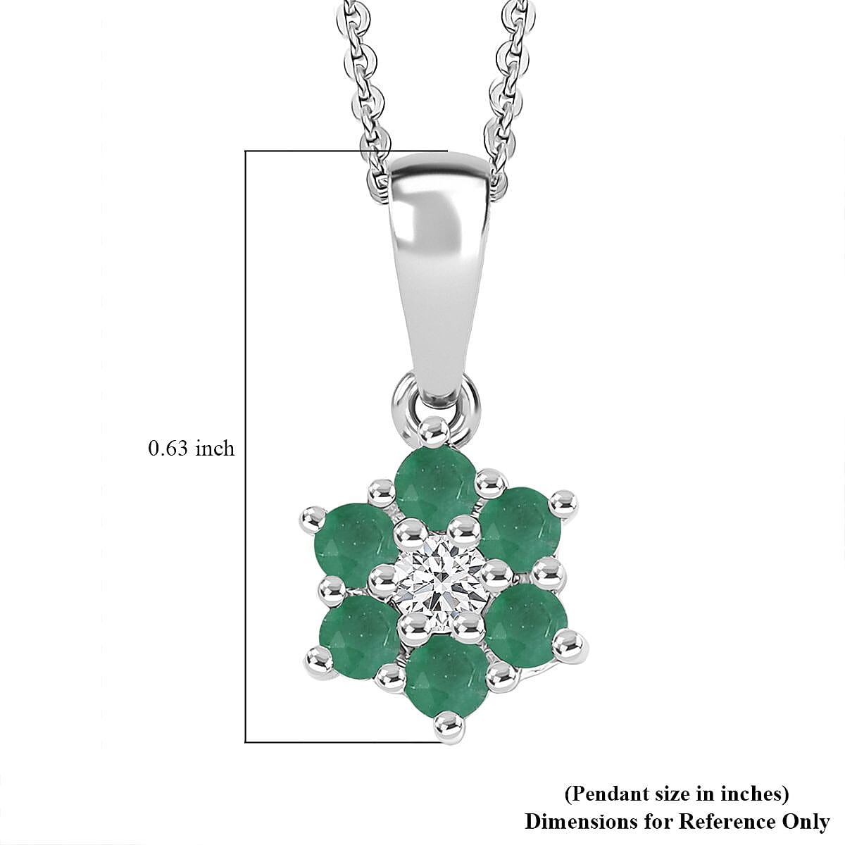 D'Joy Socoto Emerald and White Zircon 0.40 ctw Pendant Necklace in Rhodium Over Sterling Silver 20 Inches image number 6