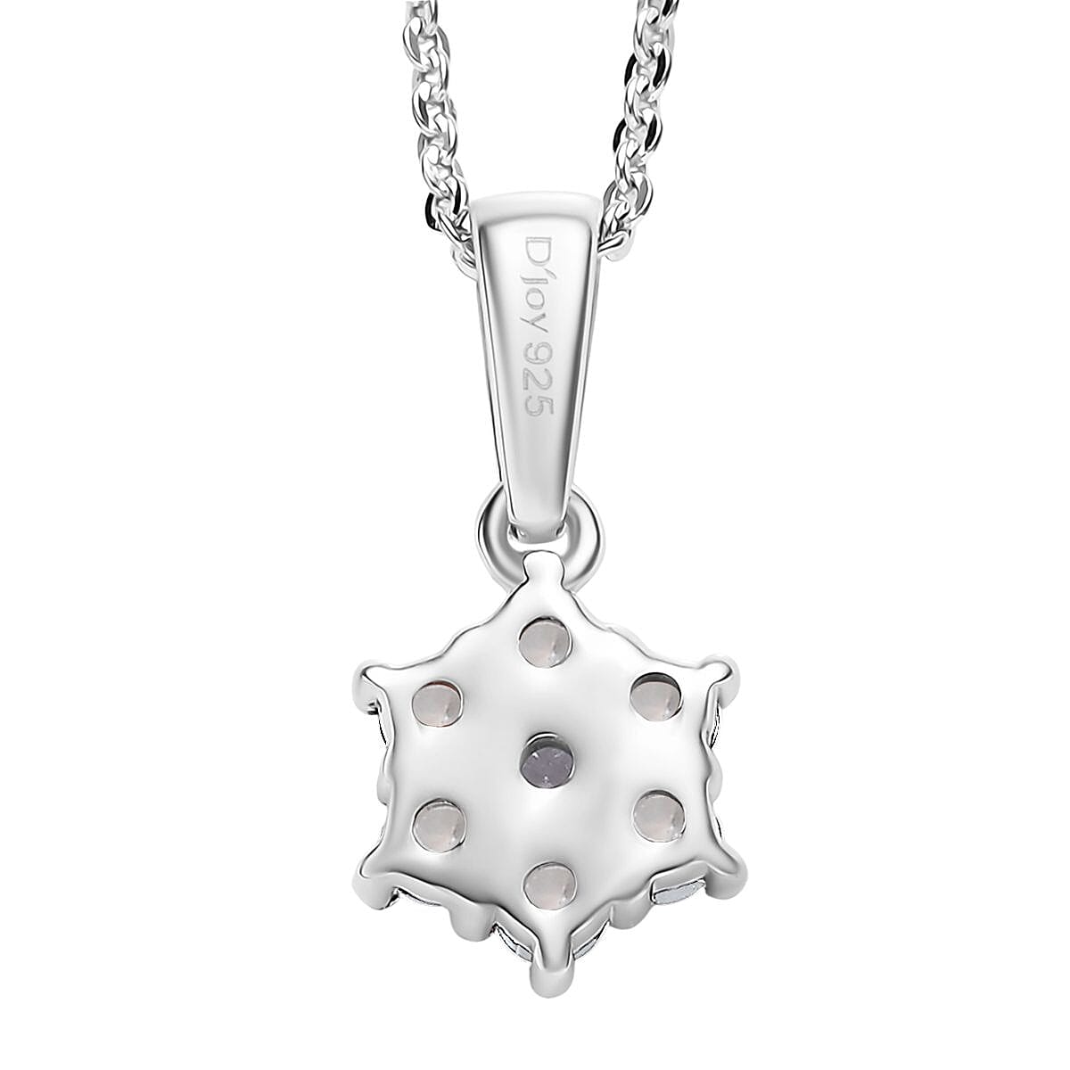 D'Joy Rainbow Moonstone and White Zircon 0.40 ctw Pendant Necklace in Rhodium Over Sterling Silver 20 Inches  image number 4