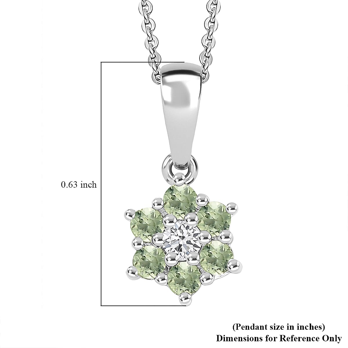 D'Joy Hebei Peridot and White Zircon 0.40 ctw Pendant Necklace in Rhodium Over Sterling Silver 20 Inches   image number 6