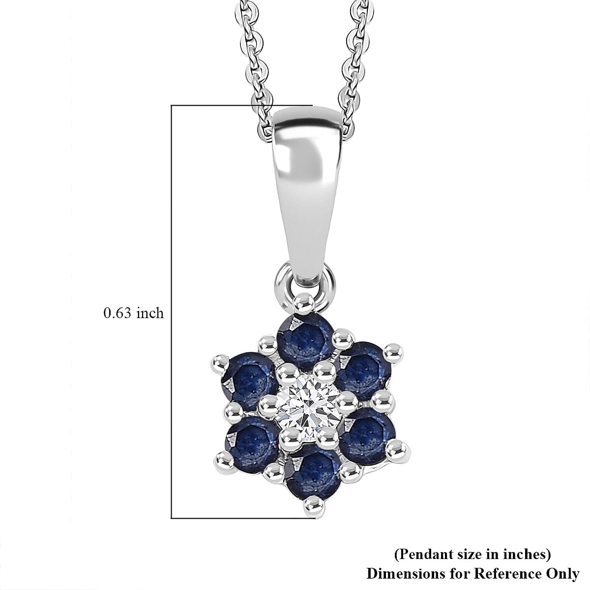 D'Joy Masoala Sapphire (D) and White Zircon 0.50 ctw Pendant Necklace in Rhodium Over Sterling Silver 20 Inches image number 6