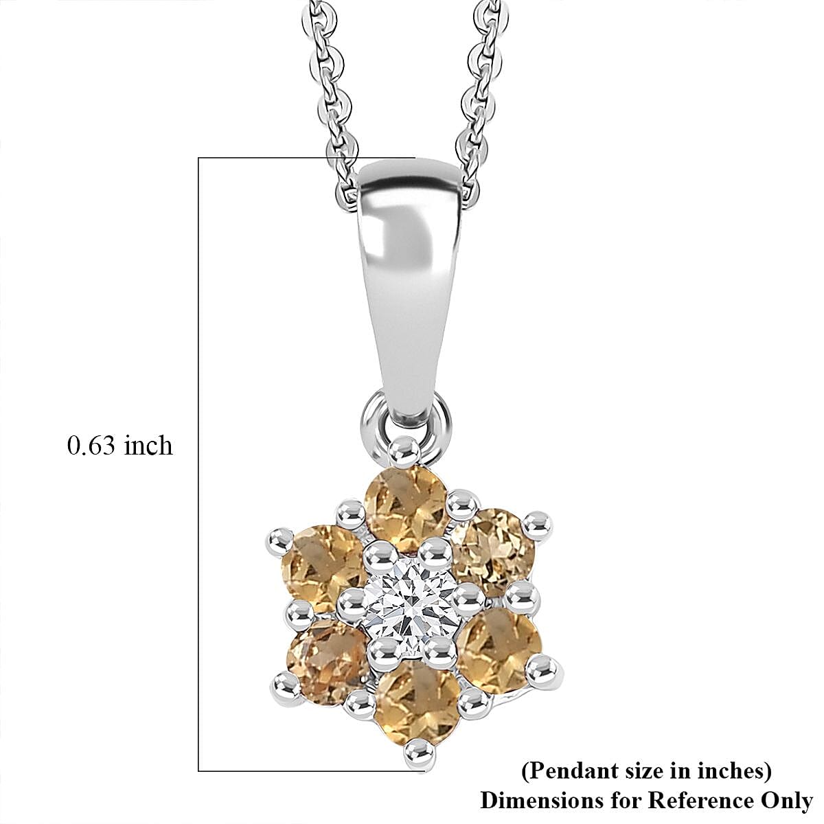 D'Joy Brazilian Citrine and White Zircon 0.40 ctw Pendant Necklace in Rhodium Over Sterling Silver 20 Inches image number 5