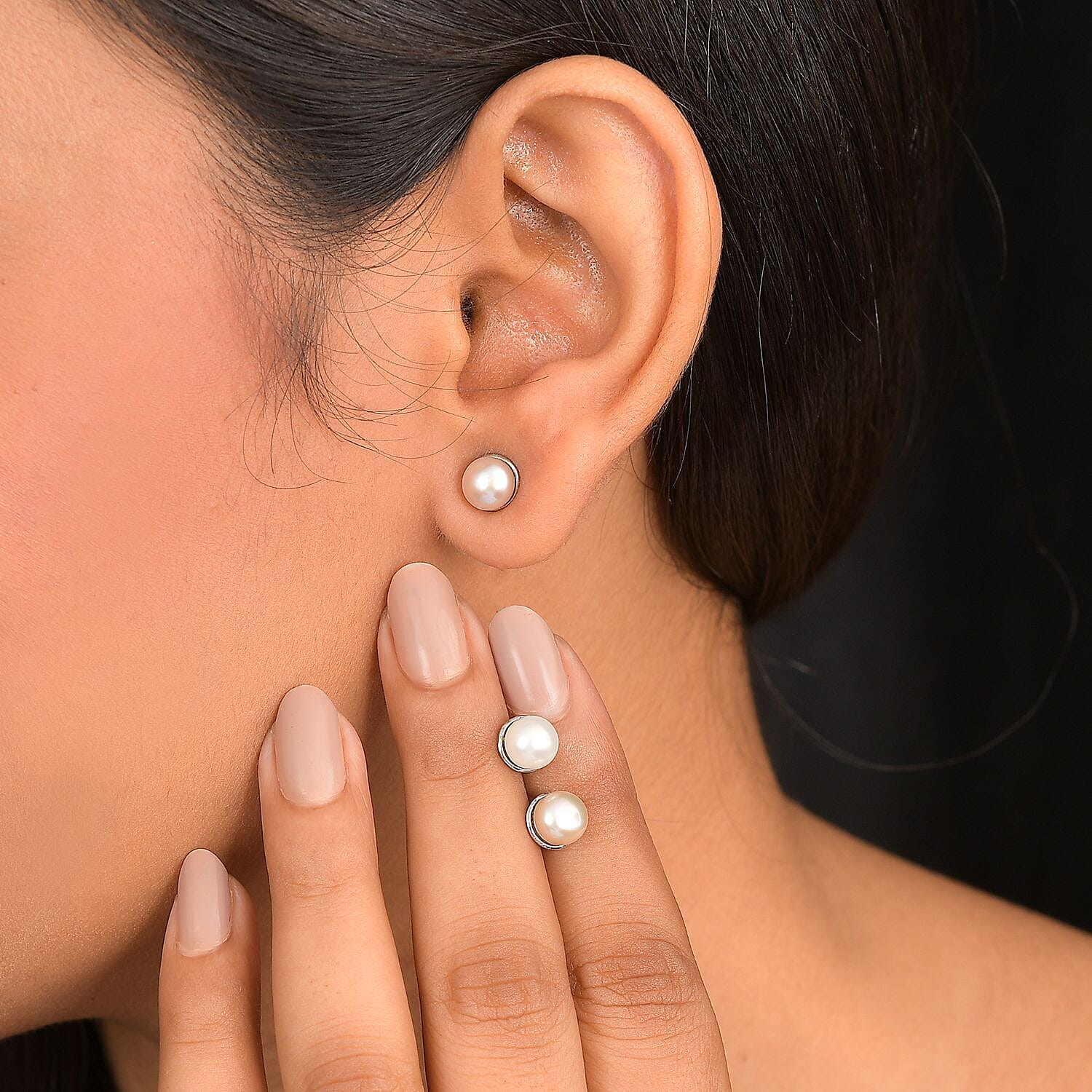Multi Color Freshwater Pearl Earrings in Stainless Steel