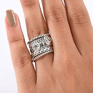 D'Joy Passport to Israel Artisan Crafted White Topaz 0.60 ctw Set of 5 Band Rings in Sterling Silver (Size 10.0)