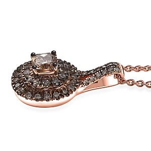 Luxoro Natural Champagne Diamond I2 1.00 ctw Pendant Necklace in 10K Rose Gold 20 Inches