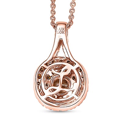 Luxoro Natural Champagne Diamond I2 1.00 ctw Pendant Necklace in 10K Rose Gold 20 Inches