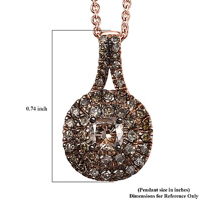 Luxoro Natural Champagne Diamond I2 1.00 ctw Pendant Necklace in 10K Rose Gold 20 Inches