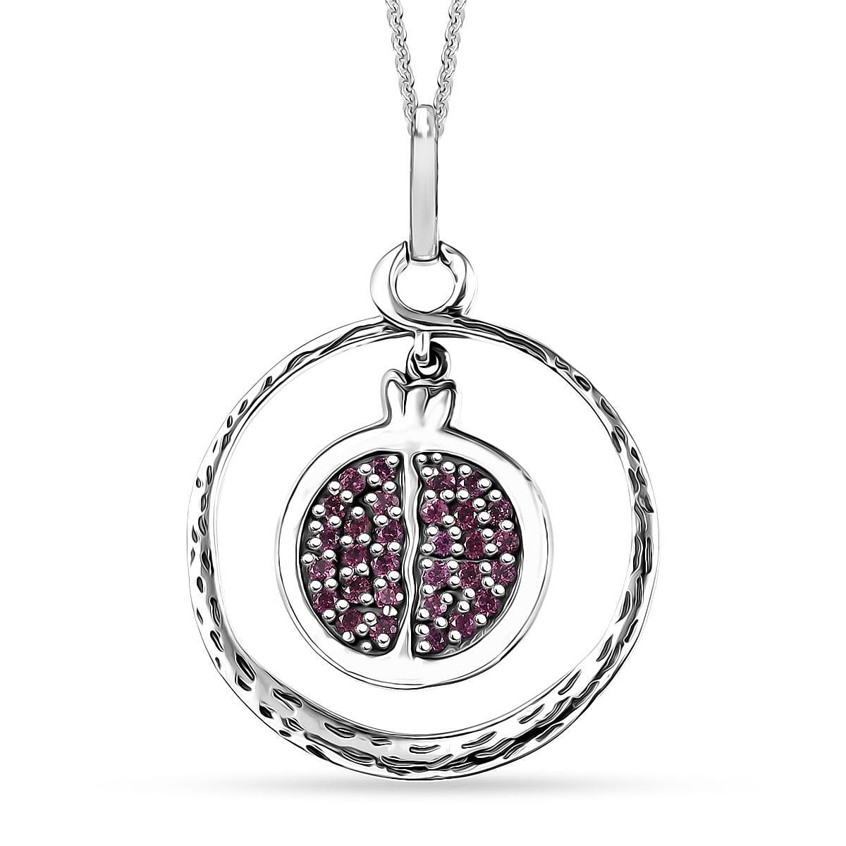 D'Joy Passport to Israel Artisan Crafted Orissa Rhodolite Garnet 1.40 ctw Pendant Necklace in Sterling Silver 20 Inches image number 0