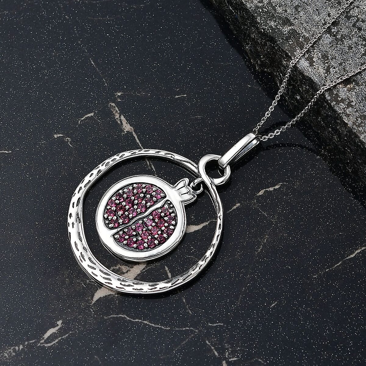 D'Joy Passport to Israel Artisan Crafted Orissa Rhodolite Garnet 1.40 ctw Pendant Necklace in Sterling Silver 20 Inches image number 1