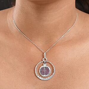 D'Joy Passport to Israel Artisan Crafted Orissa Rhodolite Garnet 1.40 ctw Pendant Necklace in Sterling Silver 20 Inches