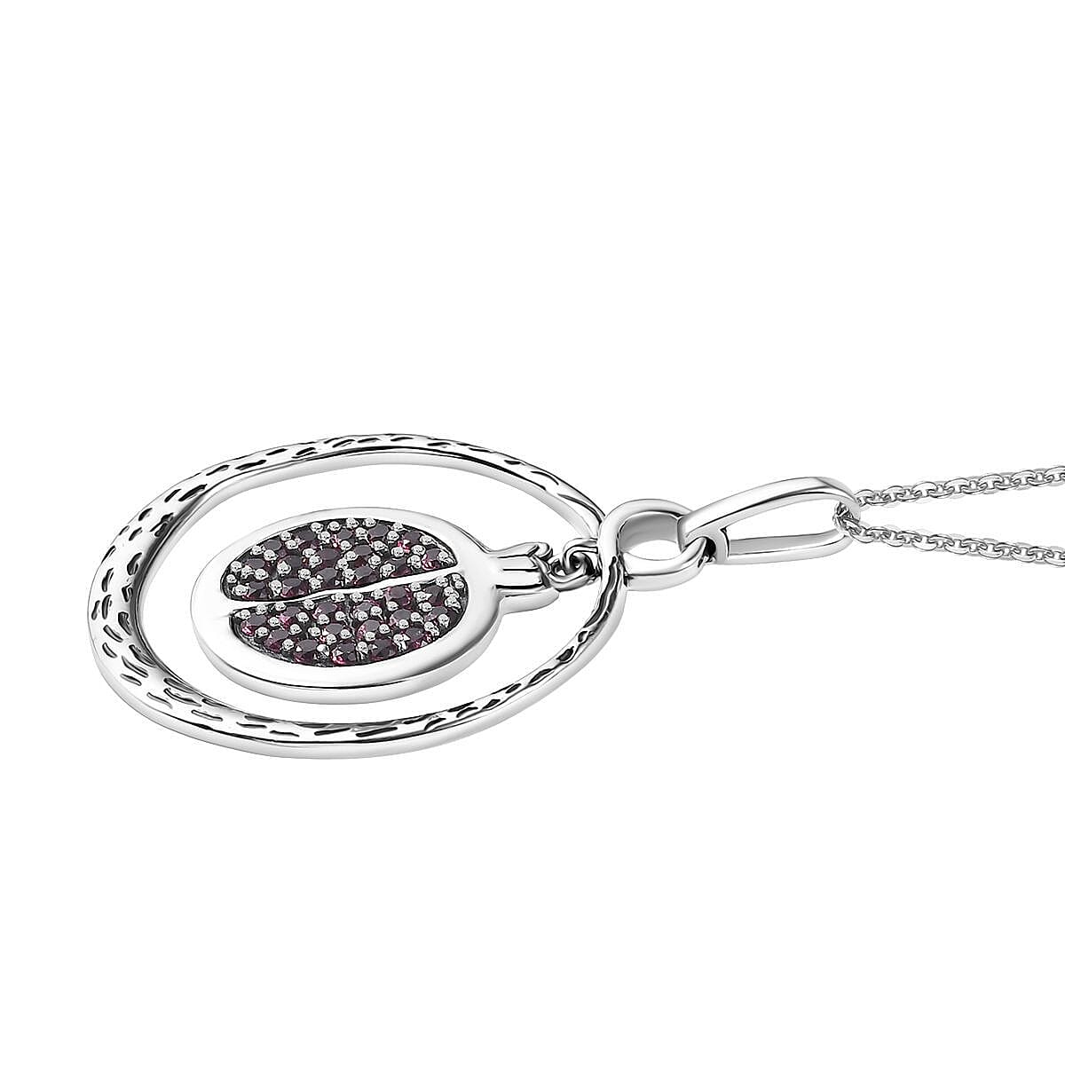 D'Joy Passport to Israel Artisan Crafted Orissa Rhodolite Garnet 1.40 ctw Pendant Necklace in Sterling Silver 20 Inches image number 3