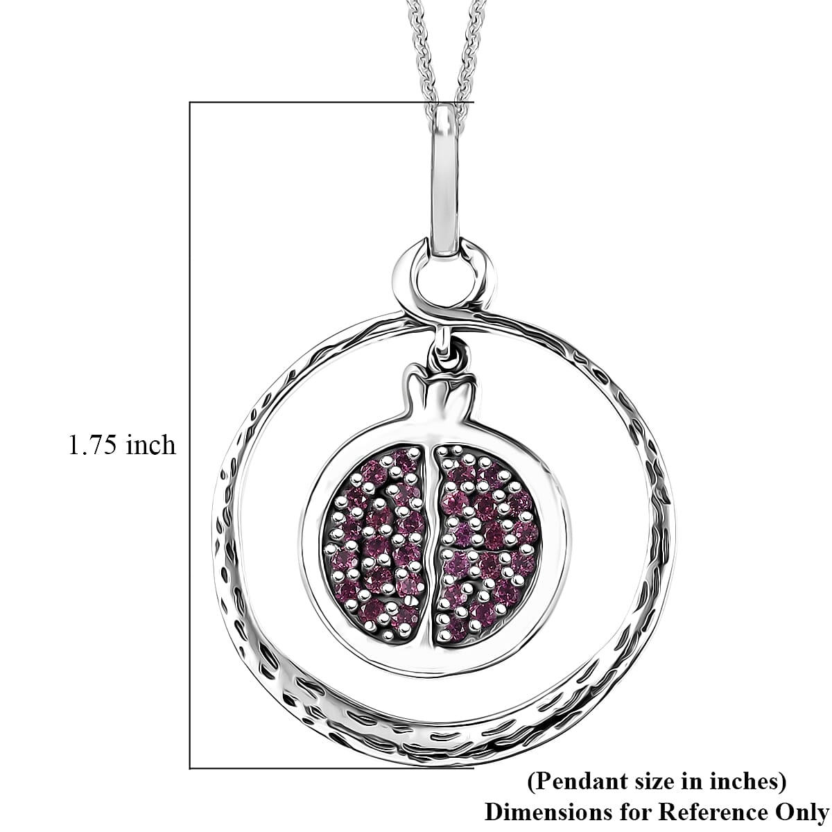 D'Joy Passport to Israel Artisan Crafted Orissa Rhodolite Garnet 1.40 ctw Pendant Necklace in Sterling Silver 20 Inches