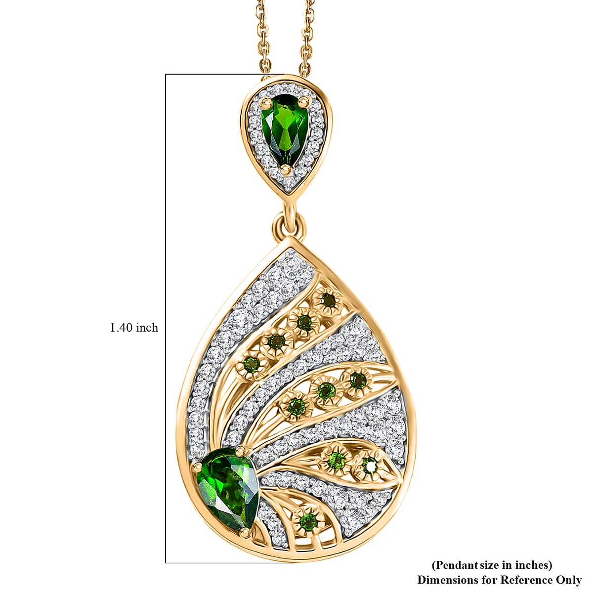 D'Joy Passport to Israel Chrome Diopside and White Zircon 1.50 ctw Pendant Necklace in 18K Vermeil Yellow Gold Over Sterling Silver 20 Inches   image number 5