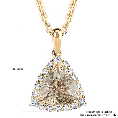 Luxoro AAA Turkizite and G-H I2 Diamond 3.50 ctw Pendant Necklace 18 Inches in 10K Yellow Gold