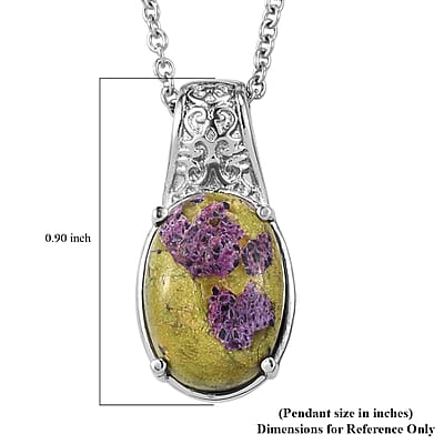 EverTrue Tasmanian Stichtite 6.90 ctw Natures Mystic Pendant Necklace in Stainless Steel (20 Inches)