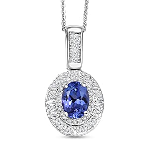 Doorbuster D'Joy Premium Tanzanite and Diamond 1.60 ctw Snowflake Pendant Necklace in Rhodium Over Sterling Silver 20 Inches