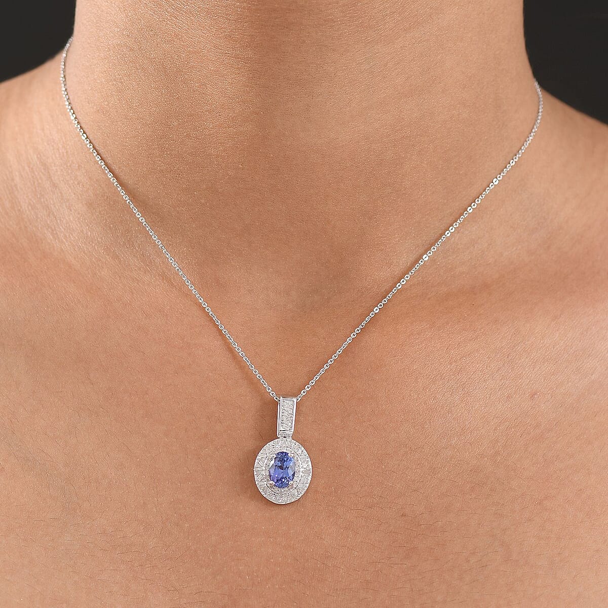 Doorbuster D'Joy Premium Tanzanite and Diamond 1.60 ctw Snowflake Pendant Necklace in Rhodium Over Sterling Silver 20 Inches image number 2