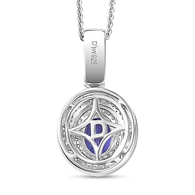 D'Joy Premium Tanzanite, Diamond Snowflake Pendant Necklace in Rhodium Over Sterling Silver 1.60 ctw (20 Inches)