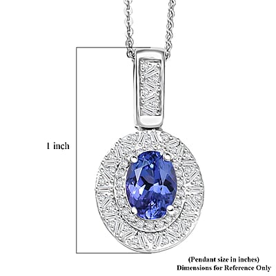 D'Joy Premium Tanzanite, Diamond Snowflake Pendant Necklace in Rhodium Over Sterling Silver 1.60 ctw (20 Inches)