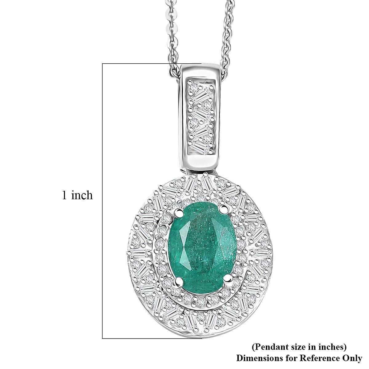 Doorbuster D'Joy Premium Kagem Zambian Emerald and Diamond 1.60 ctw Snowflake Pendant Necklace in Rhodium Over Sterling Silver 20 Inches image number 6