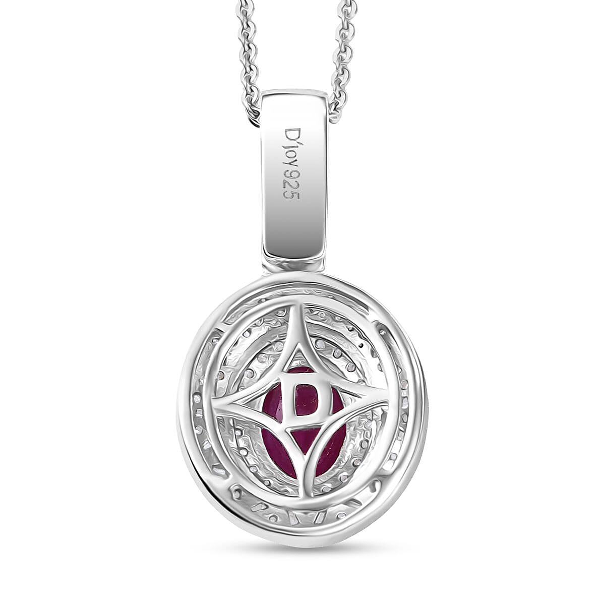 Doorbuster D'Joy Premium Royal Ruby and Diamond 2.40 ctw Snowflake Pendant Necklace in Rhodium Over Sterling Silver 20 Inches image number 4