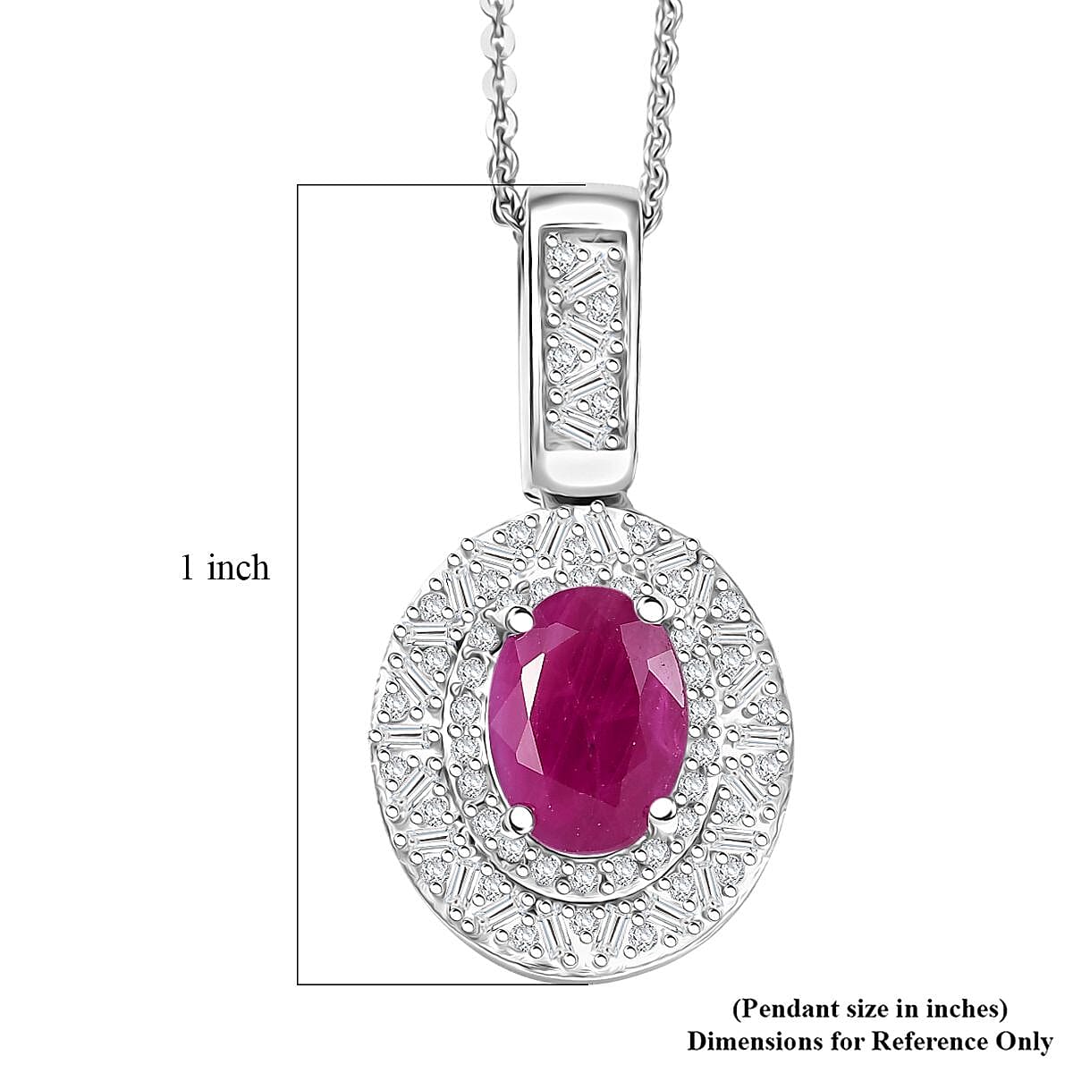 Doorbuster D'Joy Premium Royal Ruby and Diamond 2.40 ctw Snowflake Pendant Necklace in Rhodium Over Sterling Silver 20 Inches image number 6