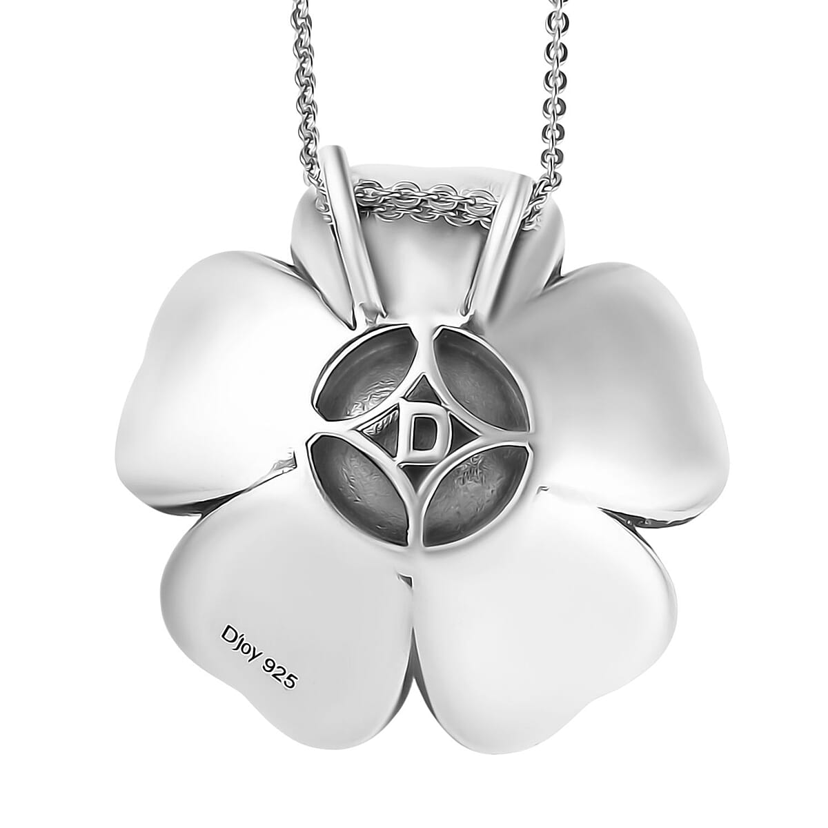 D'Joy Passport to Israel Freshwater Pearl Floral Pendant Necklace in Sterling Silver 20 Inches image number 4