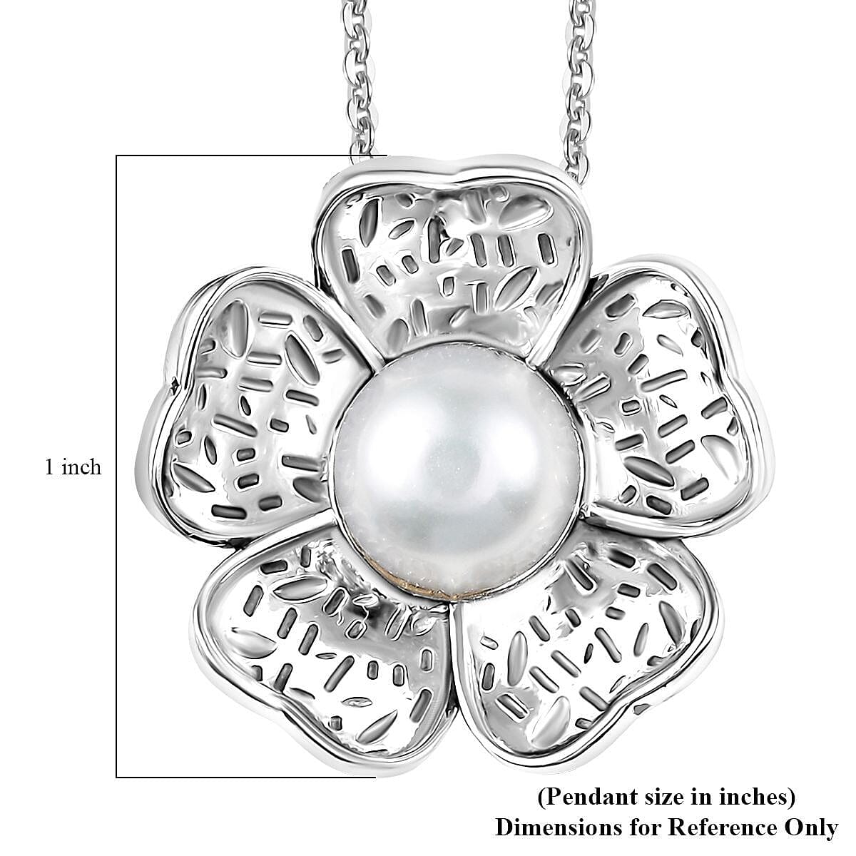 D'Joy Passport to Israel Freshwater Pearl Floral Pendant Necklace in Sterling Silver 20 Inches image number 5