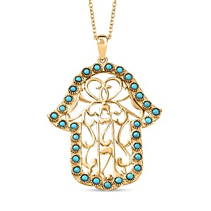 D'Joy Passport to Israel Sleeping Beauty Turquoise 1.50 ctw Pendant Necklace in 18K Vermeil Yellow Gold Over Sterling Silver 20 Inches
