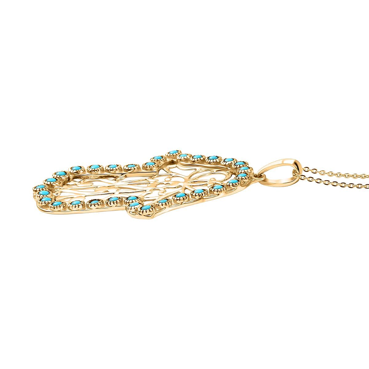 D'Joy Passport to Israel Sleeping Beauty Turquoise 1.50 ctw Pendant Necklace in 18K Vermeil Yellow Gold Over Sterling Silver 20 Inches image number 3