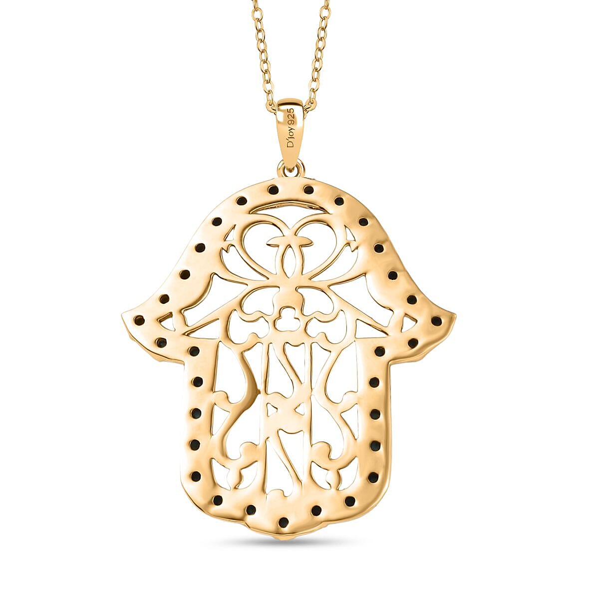 D'Joy Passport to Israel Sleeping Beauty Turquoise 1.50 ctw Pendant Necklace in 18K Vermeil Yellow Gold Over Sterling Silver 20 Inches image number 4