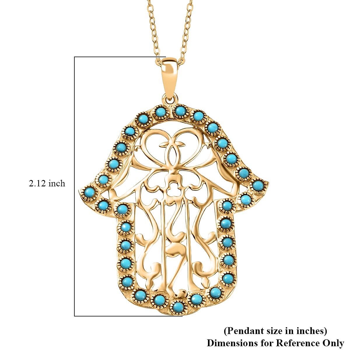 D'Joy Passport to Israel Sleeping Beauty Turquoise 1.50 ctw Pendant Necklace in 18K Vermeil Yellow Gold Over Sterling Silver 20 Inches image number 5