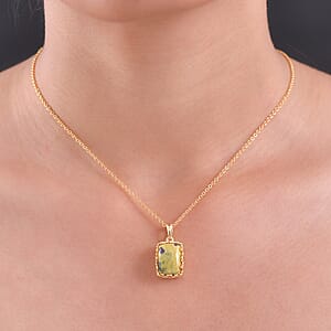 EverTrue Tasmanian Stichtite 6.50 ctw Earthborn Crown Majesty Pendant in 18K YG Plated with ION Plated YG Stainless Steel Necklace 20 Inches